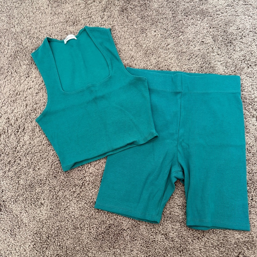 Inamorata Teal Sleeveless Top and Shorts Set